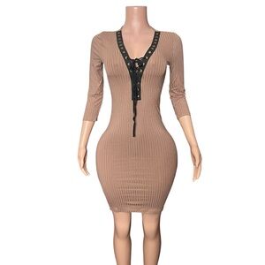 Elegant Tan Bodycon Dress